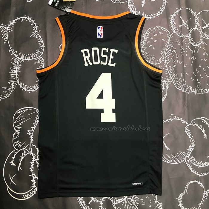 Camiseta New York Knicks Derrick Rose NO 4 Select Series Negro